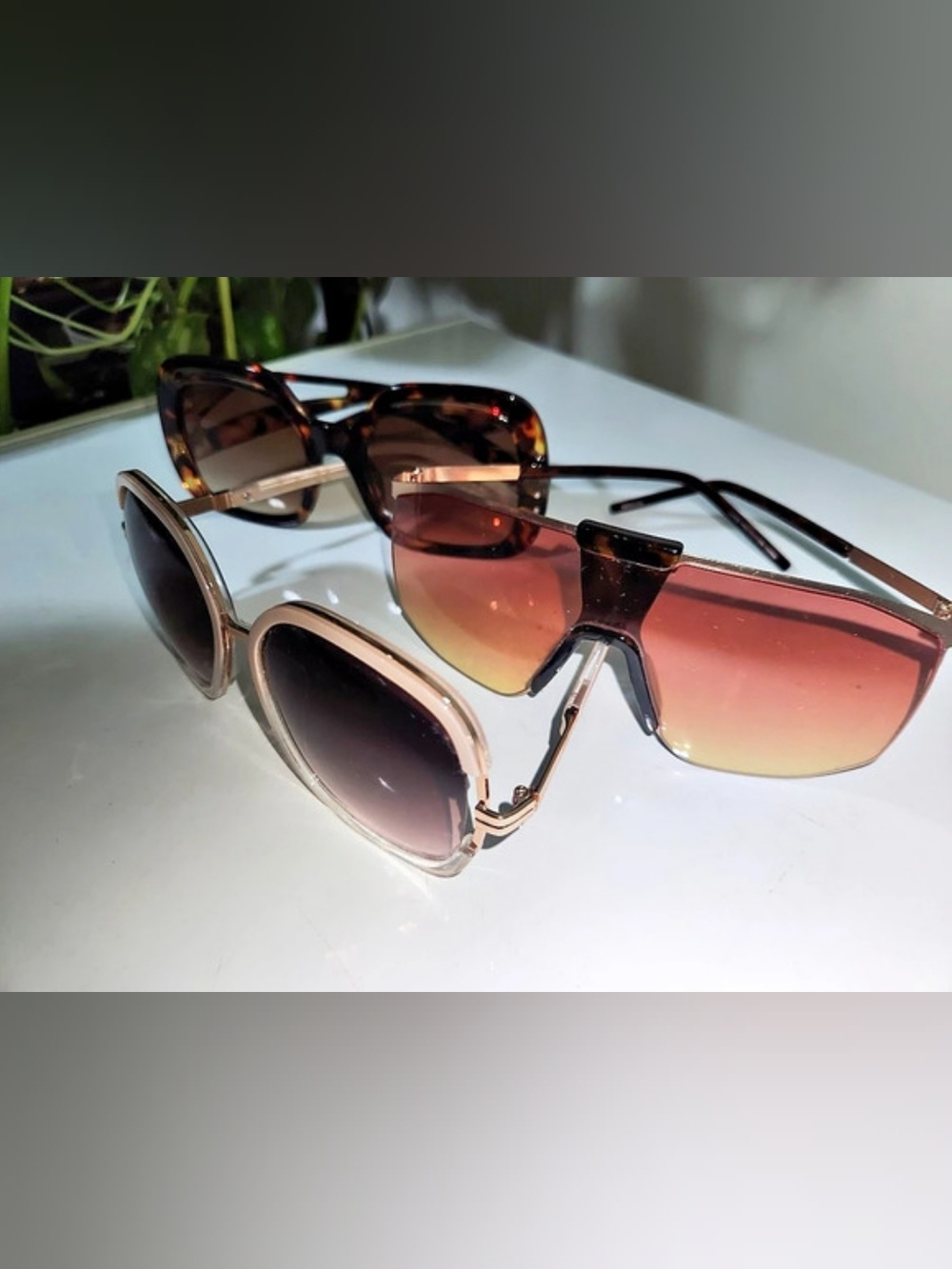 Women's Sunglasses 3-Piece Set in Brown & Pink Like New